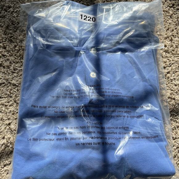 LL Bean Men L REG Navy Blue 100% Cotton Short Sleeve Polo Shirt Outdoor Casual - Picture 9 of 9